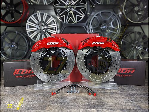 Тормозная тюнинг-система TOYOTA LAND CRUISER J200 (2007-2021) ICOOH IC61, (410*36mm, Фиксированный, Перфорация), поршней: 6, передняя ось, цвет: Красный IC61-776-R-03-15-02-02-0A-01-00-02