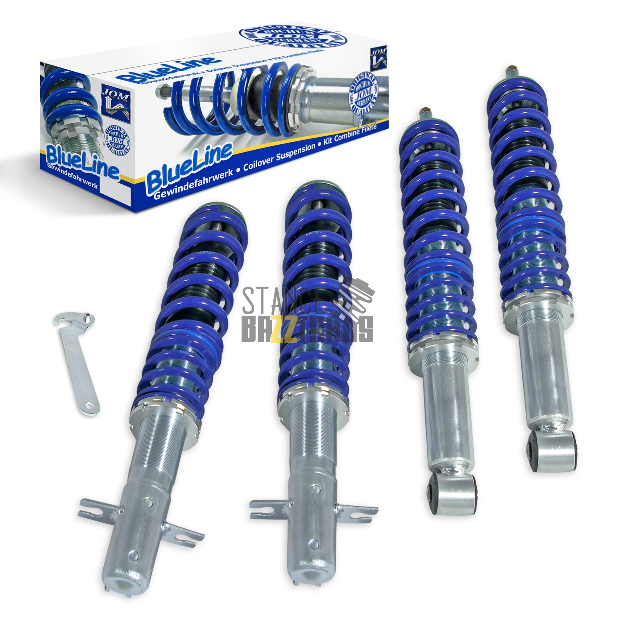 Комплект винтовой подвески (койловеров) JOM Blueline Volkswagen Polo 3 поколение (MK3) (6N) (1994-1999), вкл Variant (только передние стойки) с регулировкой высоты, 741007 Комплект винтовой подвески (койловеров) JOM Blueline Volkswagen Polo 3 поколение (MK3) (6N) (1994-1999), вкл Variant (только передние стойки) с регулировкой высоты, 741007