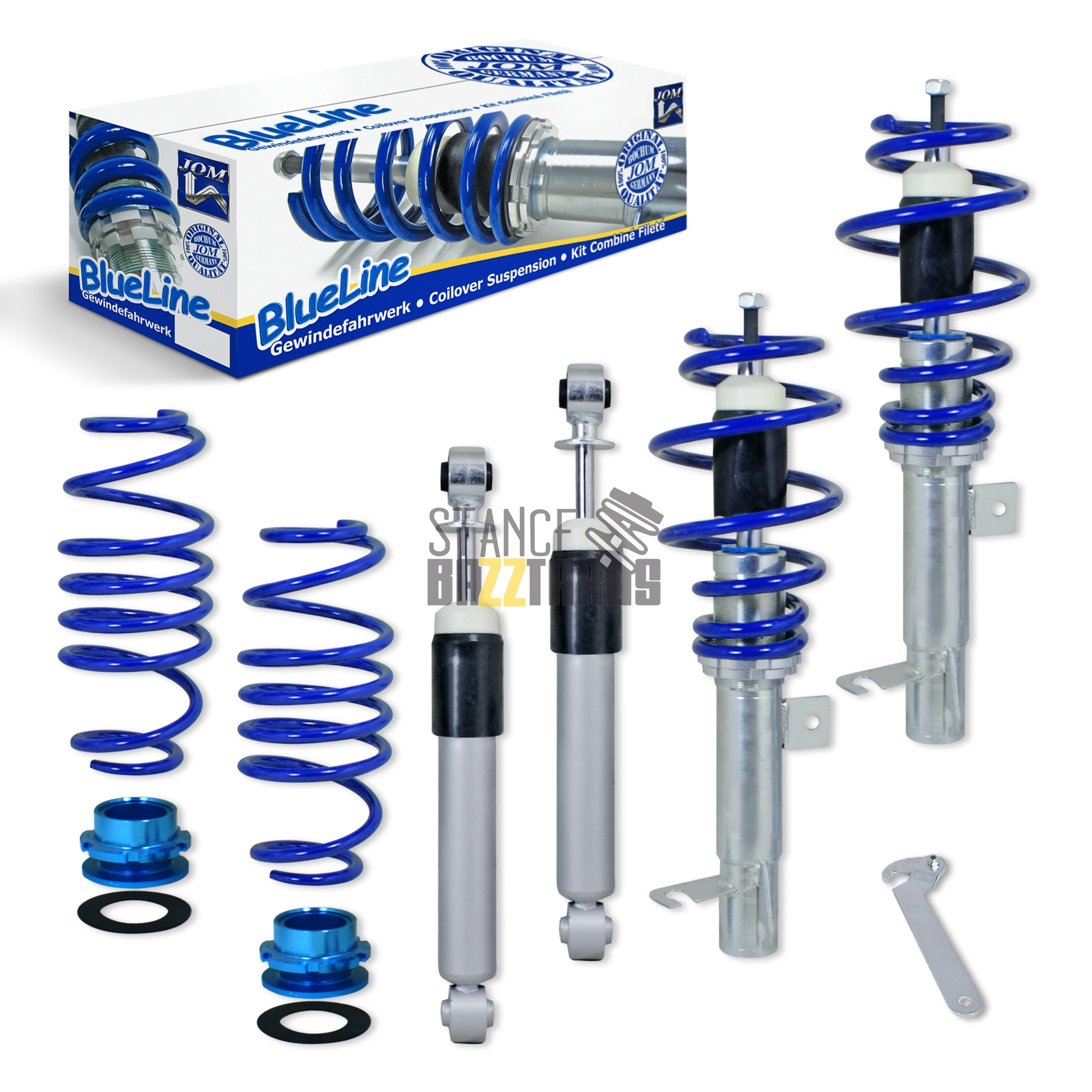 Комплект винтовой подвески (койловеров) JOM Blueline Ford Fiesta 6 поколение (MK6) (JH/JD) (1.25/1.3/1.4/1.6/1.4TDCi/1.6TDCi, ST 2.0) (2004-2008) с регулировкой высоты, 741108 Комплект винтовой подвески (койловеров) JOM Blueline Ford Fiesta 6 поколение (MK6) (JH/JD) (1.25/1.3/1.4/1.6/1.4TDCi/1.6TDCi, ST 2.0) (2004-2008) с регулировкой высоты, 741108