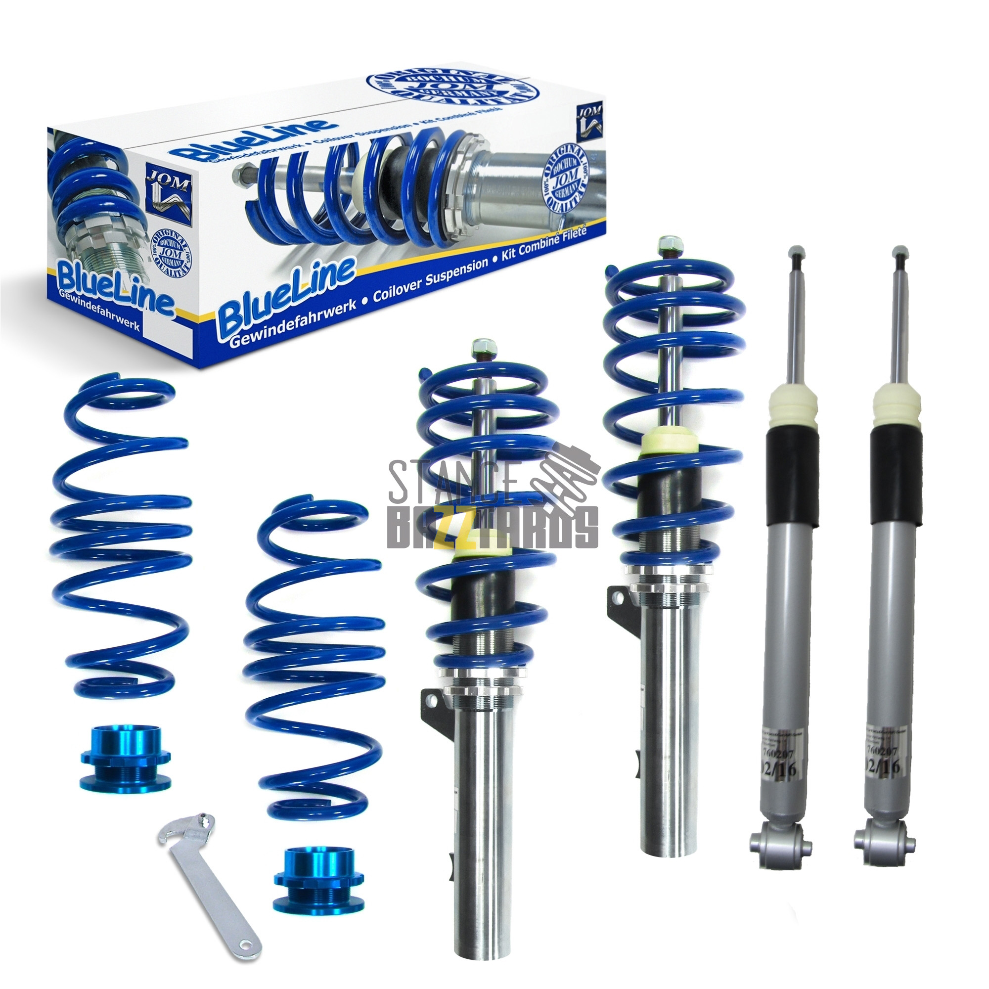 Комплект винтовой подвески JOM Blueline Volkswagen Golf 7 поколение (MK7) (AU/AUV) Sedan/ Variant 2012- (Нагрузка спереди 1080 кг) (сзади многорычажка) с рег-кой, 741168 Комплект винтовой подвески JOM Blueline Volkswagen Golf 7 поколение (MK7) (AU/AUV) Sedan/ Variant 2012- (Нагрузка спереди 1080 кг) (сзади многорычажка) с рег-кой, 741168