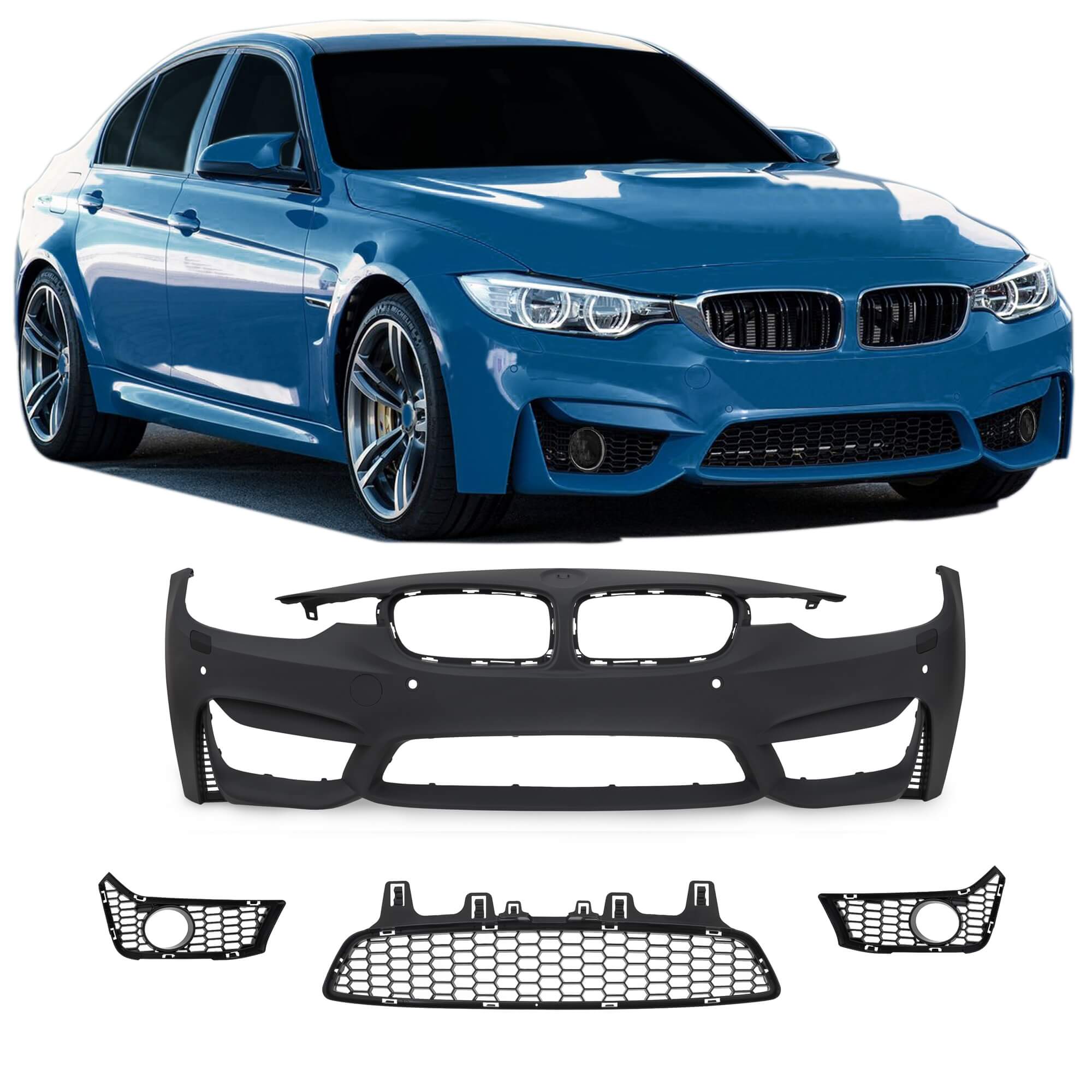 Передний бампер JOM BMW 3 серии BMW F30 рестайлинг sport style с отверстиями парктроника (PDC)-HCS, (2015-2018), 5111277-2JOM Передний бампер JOM BMW 3 серии BMW F30 рестайлинг sport style с отверстиями парктроника (PDC)-HCS, (2015-2018), 5111277-2JOM