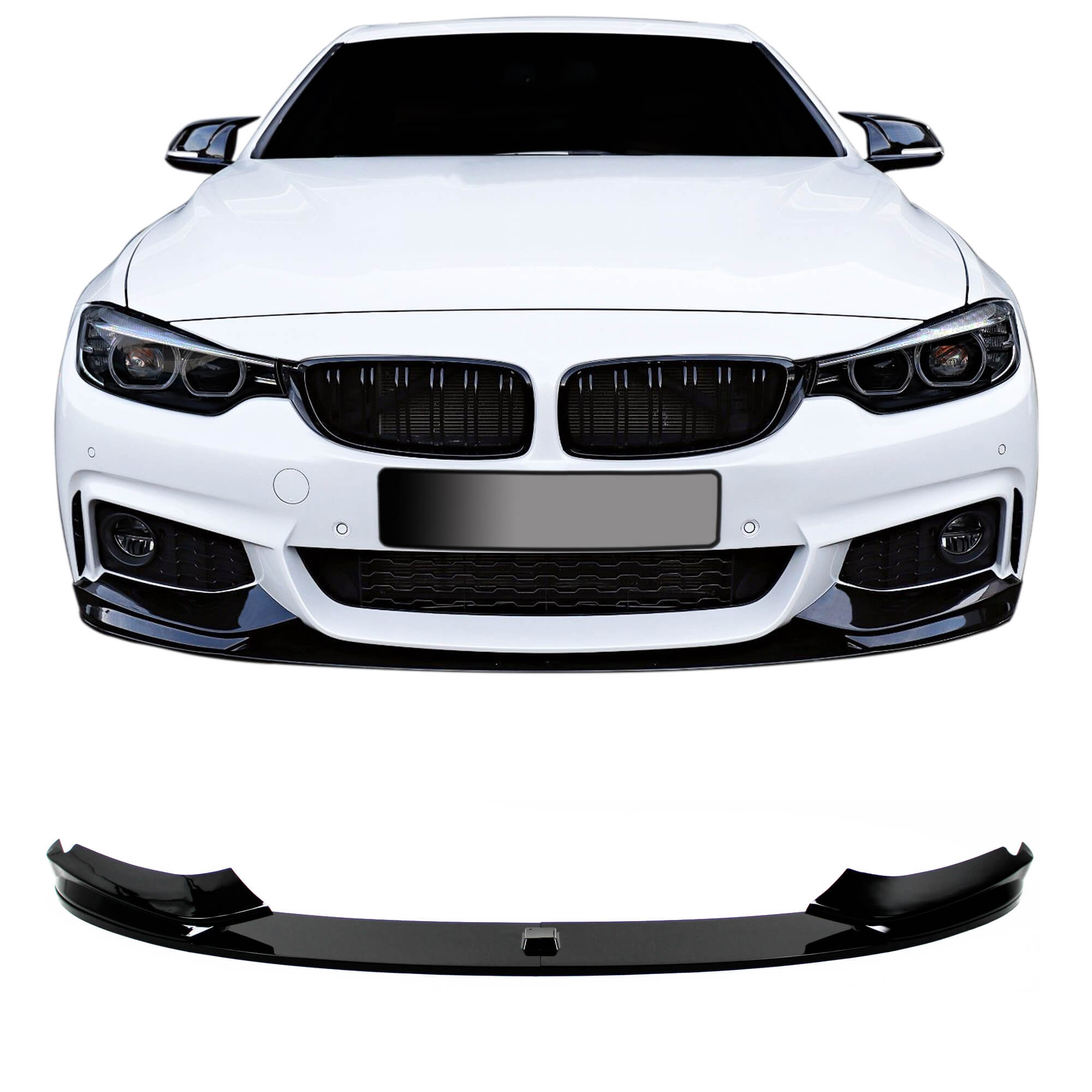 Накладка переднего спойлера (губа) JOM BMW 4 серии F32/F33/F36, черная глянцевая 2 шт. (2013-2021), 5111412-3JOM Накладка переднего спойлера (губа) JOM BMW 4 серии F32/F33/F36, черная глянцевая 2 шт. (2013-2021), 5111412-3JOM