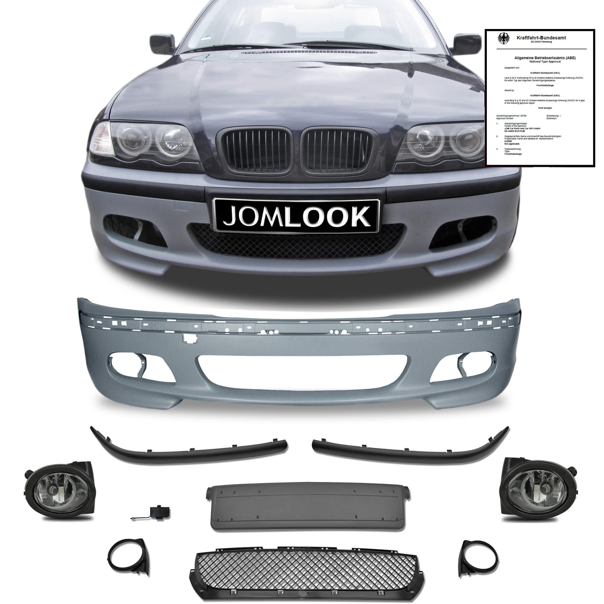 Бампер JOM BMW 3 серии E46 седан/купе/кабриолет c противотуманными фарами, не подходит для M3 (1997-2003), 5112285C Бампер JOM BMW 3 серии E46 седан/купе/кабриолет c противотуманными фарами, не подходит для M3 (1997-2003), 5112285C
