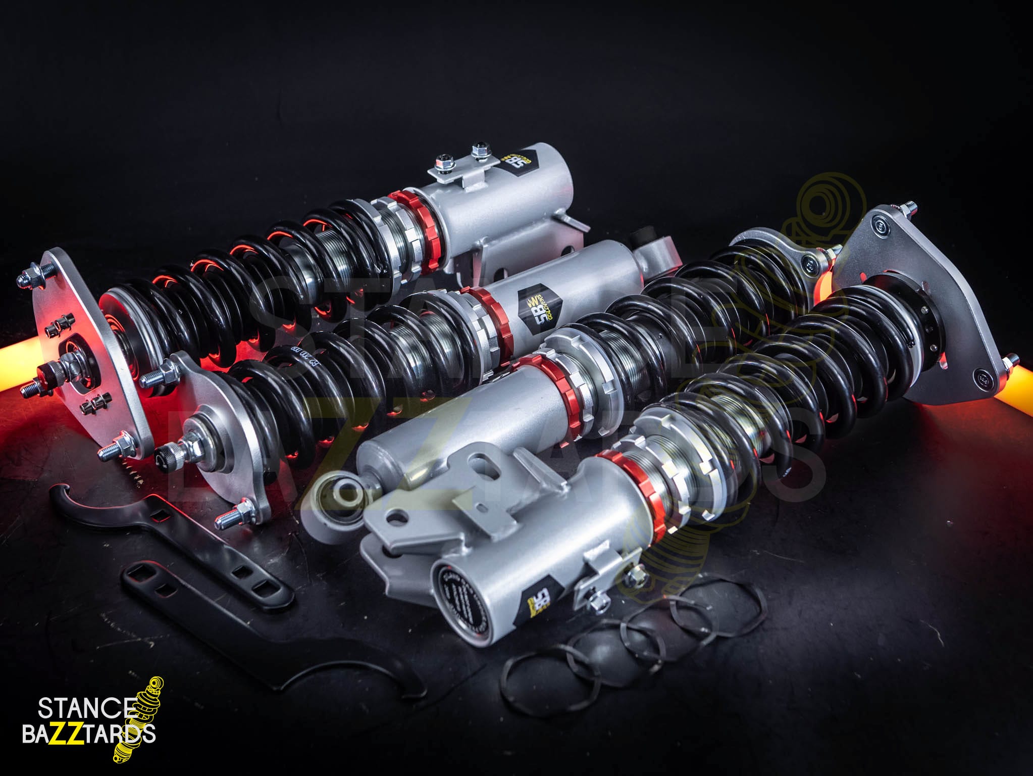 Комплект винтовой подвески (койловеры) SB Performance Mitsubishi 3000GT 1 поколение SL FWD (Z11A) (1991-1999) с регулировками высоты (фултап), жесткости (32 регулировки) и развала (см хар-ки), MSB002 Комплект винтовой подвески (койловеры) SB Performance Mitsubishi 3000GT 1 поколение SL FWD (Z11A) (1991-1999) с регулировками высоты (фултап), жесткости (32 регулировки) и развала (см хар-ки), MSB002