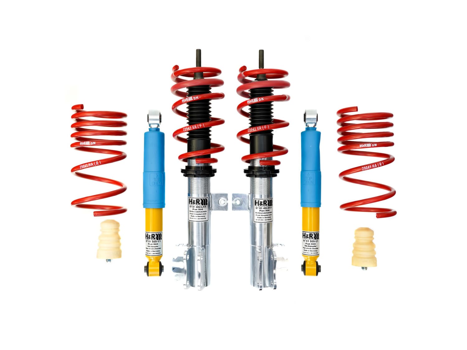 Винтовая подвеска (койловеры) H&R Monotube, Fiat 500 2 поколение, 2007-2025 (с регулировками высоты), 29041-1 Винтовая подвеска (койловеры) H&R Monotube, Fiat 500 2 поколение, 2007-2025 (с регулировками высоты), 29041-1
