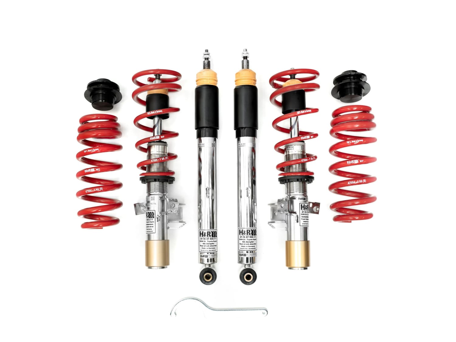 Винтовая подвеска (койловеры) H&R Twin-Tube, Volkswagen Golf 8 поколение (CD1), 2019-2025 (55 мм) (с регулировками высоты), 47638-2S Винтовая подвеска (койловеры) H&R Twin-Tube, Volkswagen Golf 8 поколение (CD1), 2019-2025 (55 мм) (с регулировками высоты), 47638-2S