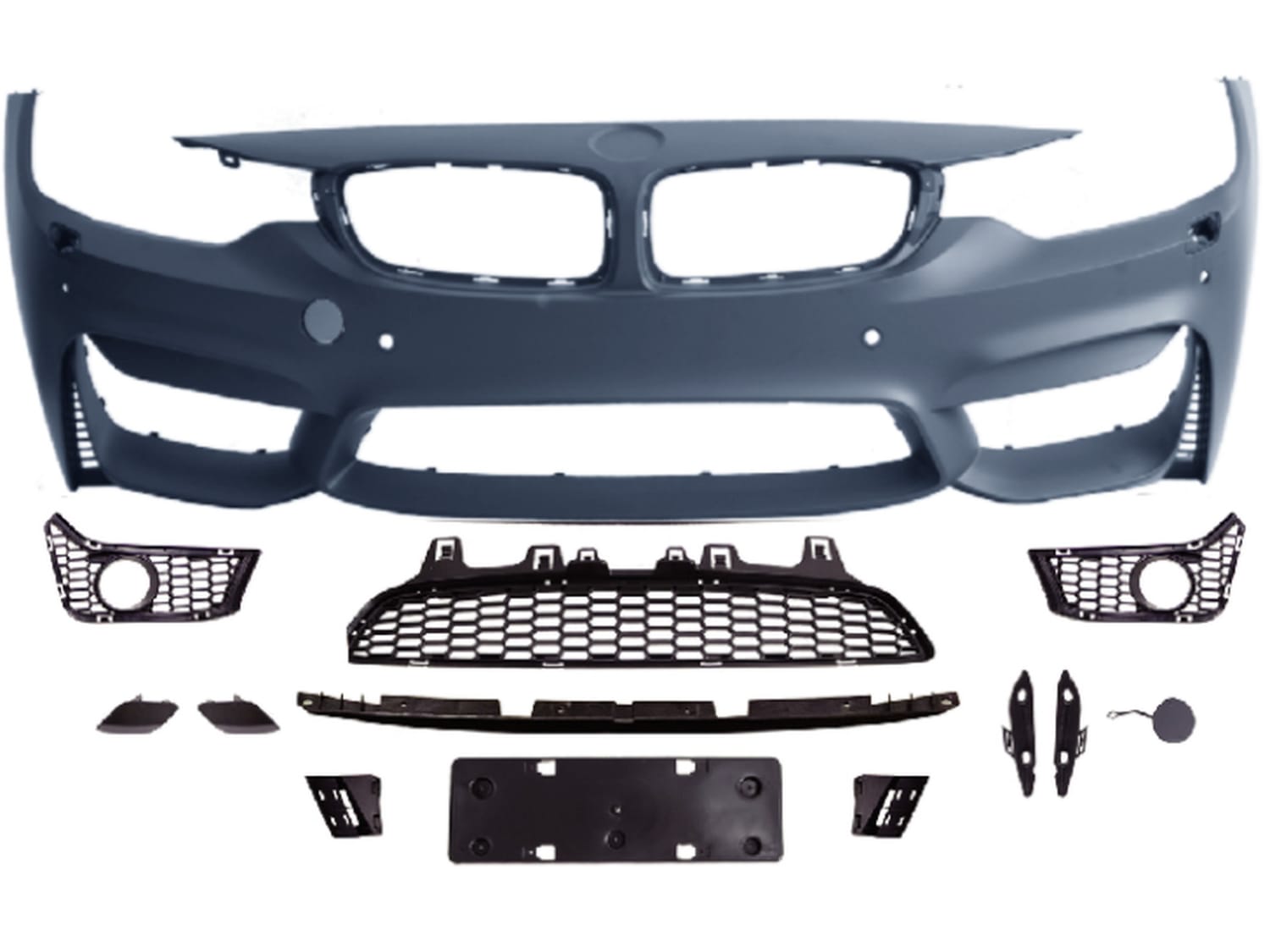 Передний бампер в сборе U&S BMW 4 серия F32/F33/F36 (2014–2019) -> BMW M4 (2014–2019), F32/33/36-009 Передний бампер в сборе U&S BMW 4 серия F32/F33/F36 (2014–2019) -> BMW M4 (2014–2019), F32/33/36-009